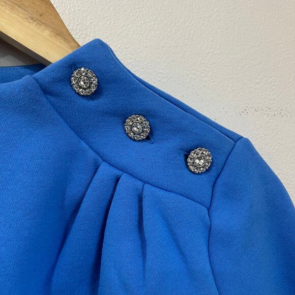 Talbots XS Blue Button Shoulder Pullover Preppy Cotton Blend Sweater - Picture 8 of 8